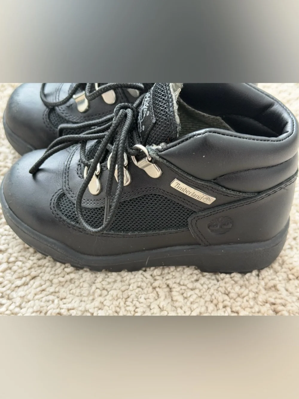 Timberland Field Boots Toddler Size 9 Black Leather Lace Up Style 15806